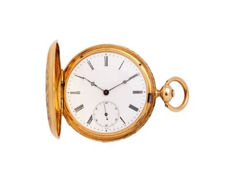 Breitling Laederich, a gold and diamond full hunter pocket watch, no. 32118, circa 1850, lever escapement with bimetallic spl