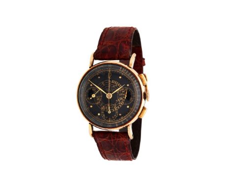 ϒ Universal Geneve, ref. 52401, a gold coloured wrist watch, no. 1094502, circa 1940, manual wind chronograph movement, 17 je