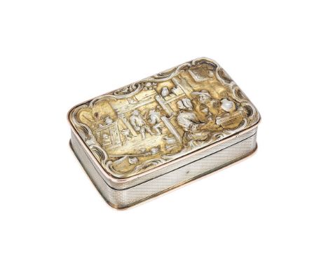 A late George III silver gilt table snuff box by John Linnit &amp; William Atkinson, London 1814, rounded rectangular, the co