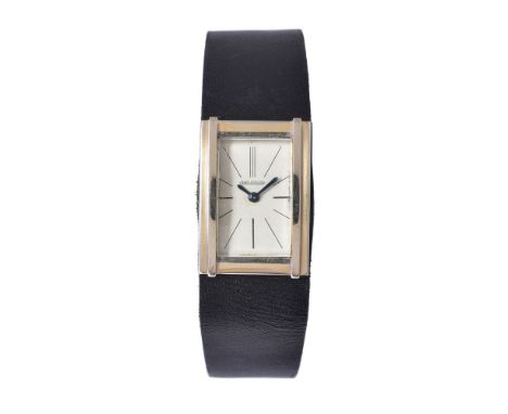 Jaeger LeCoultre for Hermes, a lady's gold coloured wrist watch, no. 177990, silvered dial, baton markers, blued steel pointe