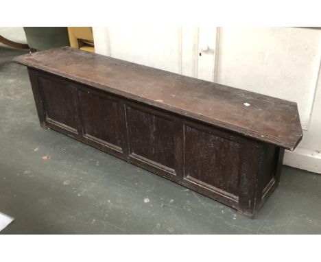 An oak four panel bench/coffer, with hinged lid, 160cmW 