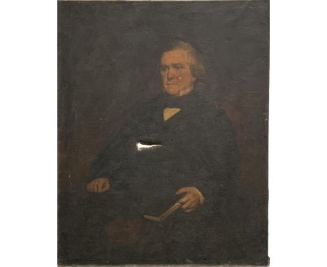 An 18th century portrait of a gentleman with a book, oil on canvas, 127x101cm (af) 