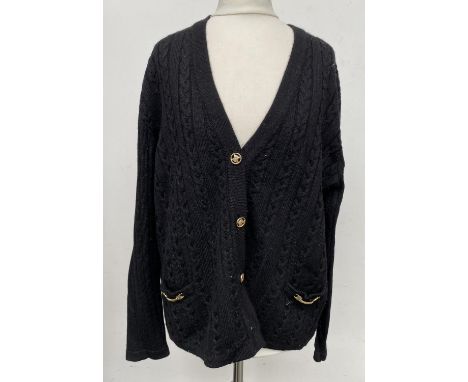 Two vintage Celine wool cardigans, size 46 and a Saint Laurent black cardigan size 46 (3)