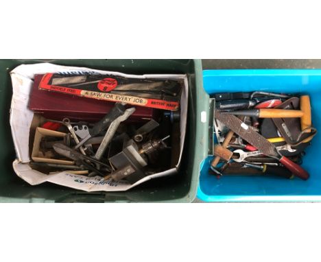 Two boxes of mixed vintage hand tools 