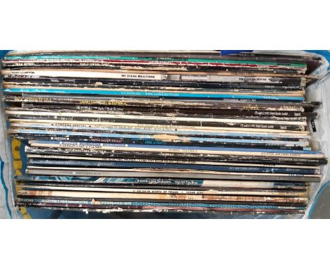 A blue bag of vinyl LP's to include Dire Straits, Bob Dylan, Phil Collins, Eric Clapton, etc 