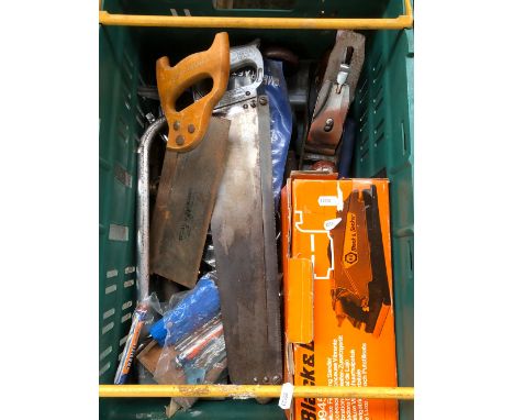 A lot of vintage tools to include Gentlemans saws; hand drills; plane etc 