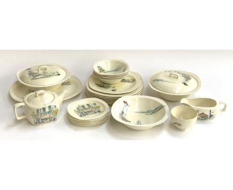 A Midwinter 'Riviera' dinner service to include tureens, dinner plates, teapot, bowls etc (23 pieces)