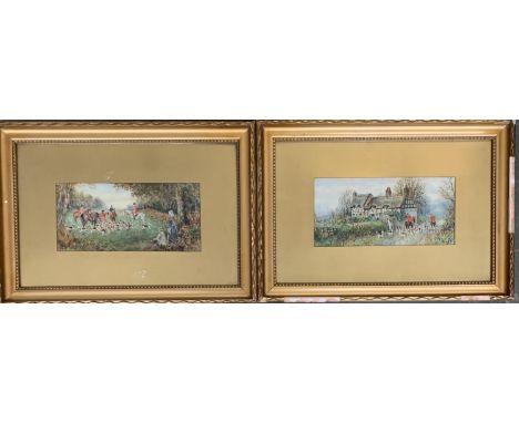 Two 20th century hunting watercolours; together with a hunting print 