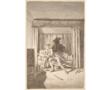 SAMUEL WALE R.A. (BRITISH c.1721-1786) HERMAN STRODTMAN IN THE ACT OF MURDERING HIS FELLOW PRENTICE, PETER WOLTERpen and brow