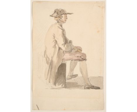 WILLIAM MARLOW R.A. (BRITISH 1740-1813) STUDY OF A GARDENER SEATEDwatercolour over pencil on laid paper14.5 x 9.5cm; 5¾ x 3¾i