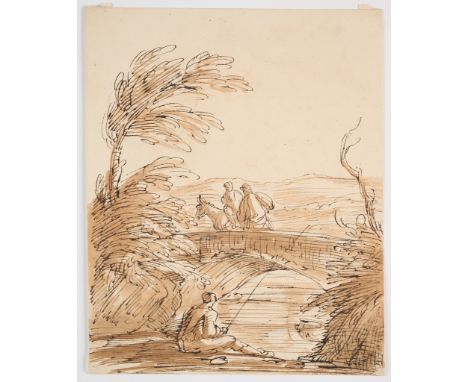 THOMAS BARKER OF BATH (BRITISH 1769-1847) FISHING BY A BRIDGEpen and ink and sepia wash 20 x 16cm; 8 x 6½intogether with a fu