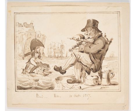 RIDING A FROGinscribed and dated Wood - Krr. 10 Oct. 1807. below pen and brown ink and sepia wash11.5 x 13cm; 3½ x 4¾intogeth