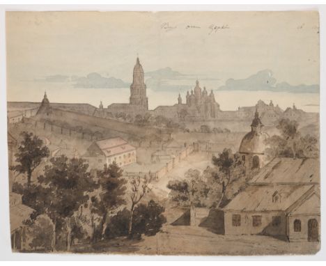 ATTRIBUTED TO SIR ROBERT KER PORTER (SCOTTISH 1777-1842) THE GREAT LAVRA BELLTOWER OF THE KIEV MONASTERY OF THE CAVESinscribe