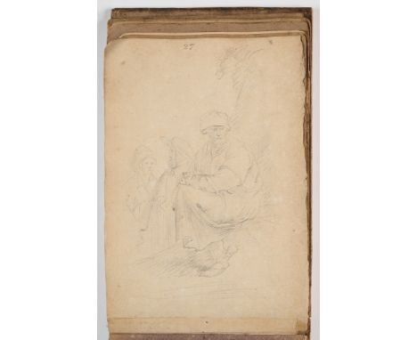 ENGLISH SCHOOL 18TH CENTURY A VELLUM-BOUND ALBUM OF FIGURATIVE STUDIESThe album consisting of thirty-nine studies of figures 