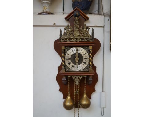 Dutch wall clock with weights &amp; pendulum