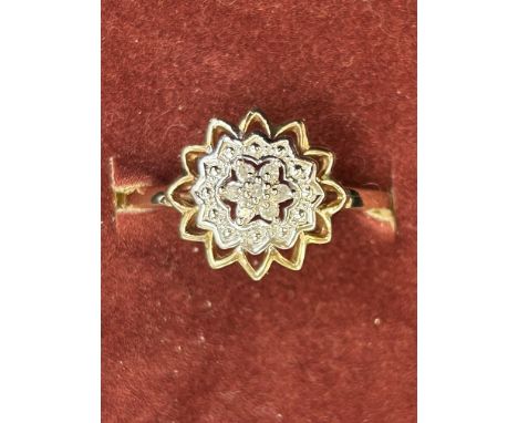 9ct Gold ring set with diamonds Size P
