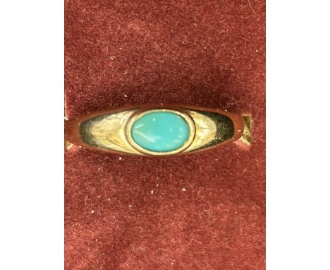 9ct Gold ring set with turquoise Size P 