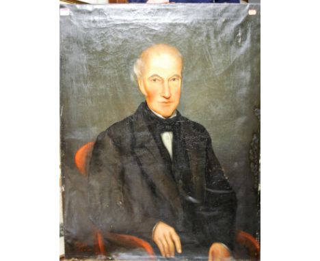 English school - half length portrait of a seated gentleman, oil on canvas, 90x71cm