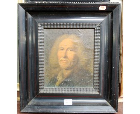 After Rembrandt - pair portrait studies, oleographs (one badly torn), 23x19cm; and one other depicting Mary Queen of Scots?