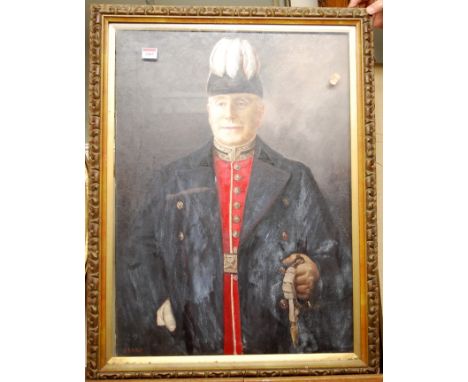 DB Walker - half length portrait of an officer in military fatigues, oil on canvas, signed lower left, 68x50cm