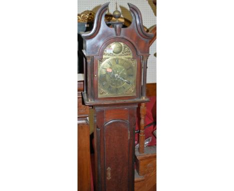 A mahogany grandmother clock, having an arched brass dial signed John Martin, London, with twin weight driven movement, with 