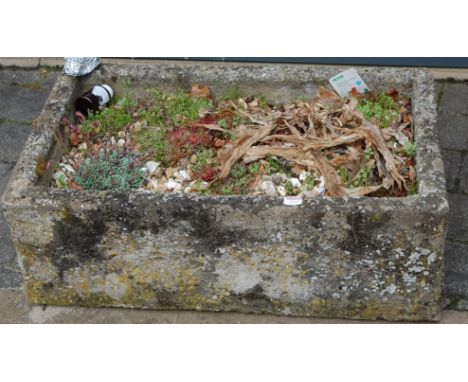 A 19th century sandstone trough planter, width 78cm