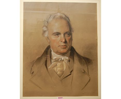 19th century English school - bust portrait of a gentleman, pastel, 57x45cm; and one other similar example of the period (2)