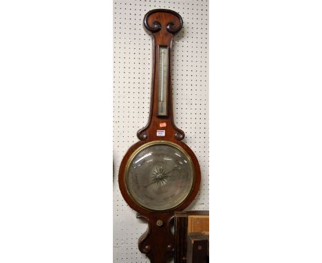 A Victorian rosewood cased two dial wheel barometer, silvered main dial signed A Gobbi of Liverpool, 100cm