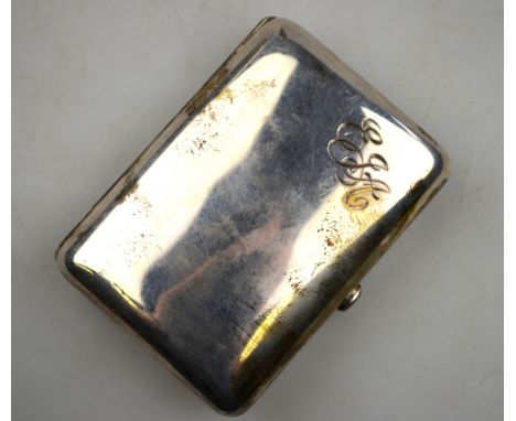 A silver cigarette case with button catch and gilt lining, Samson Morden & Co., London 1910 (little used)