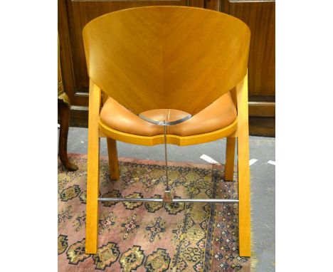 Jaime Tesserra Clapés (b Barcelona 1943) a set of eight Spinnaker chairs, silver nickel mounted light walnut each with tan le