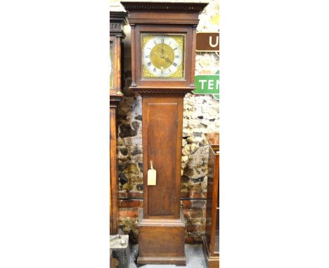 George Henitt, Marlbro, an 18th century oak longcase clock, the thirty hour movement with square brass dial having a silvered