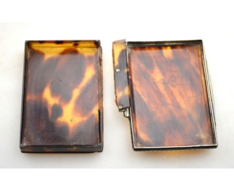 An 18th century Continental tortoiseshell snuff box of flattened rectangular form with white metal hinge, the top inlaid with