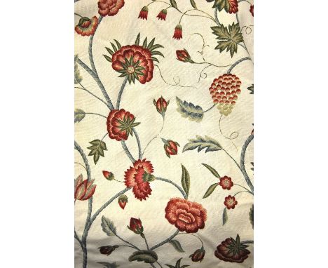 A pair of lined and inter-lined G. P. & J. Baker 'Lysander' pattern curtains, with triple pinch pleat heading, trailing red/g