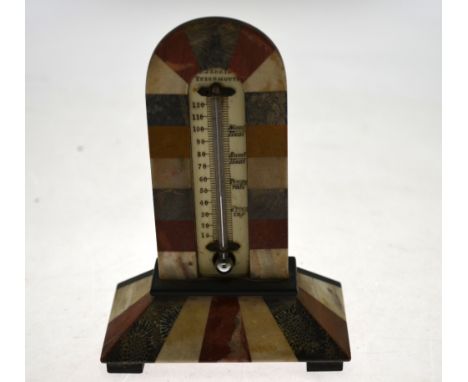 A Victorian sample marble desk themometer with ivory scale, inscribed for J. Jenkins of Teignmouth, 14 cm