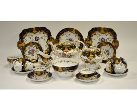 A rare Zachariah Boyle 19th century part tea and coffee service, circa 1840s, decorated with gilded mazarine and apricot bord