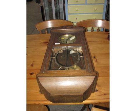 vintage oak cased wall clock as found