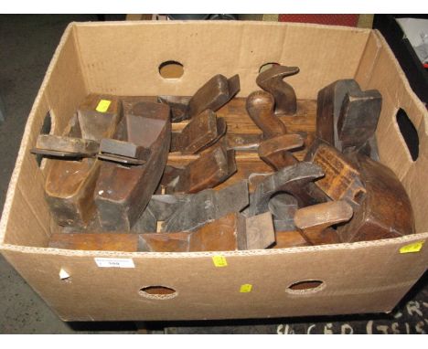 Box of 9 vintage wood planes