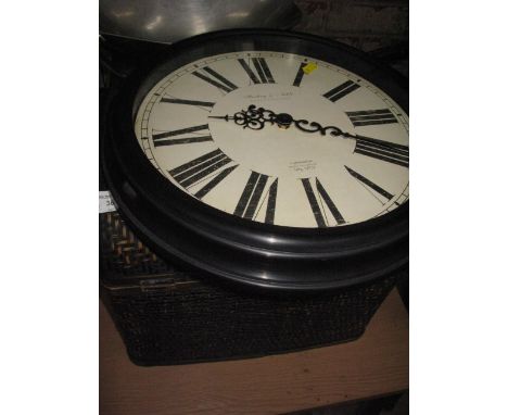 Vintage wicker chest and wall clock