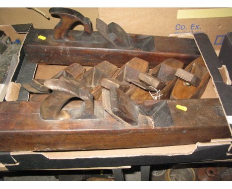 box of 7 vintage wood planes