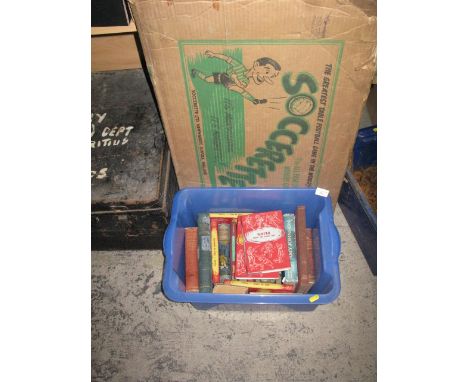 Vintage soccerette game and box of children's books