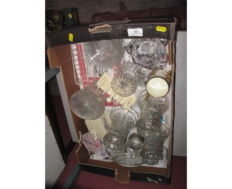 Box of cut glass inc trinket bowls, vases etc