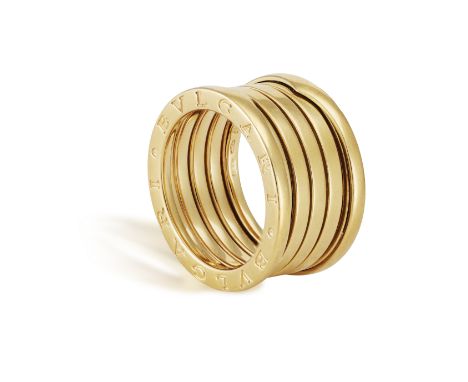 A GOLD 'B-ZERO 1' RING, BY BULGARI   The polished segmented band, both sides of the ring engraved 'Bvlgari', in 18K gold, Ita