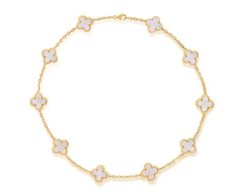 A MOTHER-OF-PEARL 'VINTAGE ALHAMBRA' NECKLACE, BY VAN CLEEF &amp; ARPELS  Composed of 10 quatrefoil-shaped mother-of-pearl li