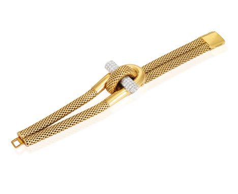 A LADY’S RETRO 18K GOLD AND DIAMOND-SET SECRET WATCH, BY GAUCHERAND, CIRCA 1945 17-jewel, manual wind movement, rectangular g