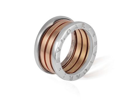 A GOLD ‘B-ZERO 1’ RING, BY BULGARI  The polished bi-coloured segmented band signed ‘Bvlgari’ on each rim, in 18K gold, Italia