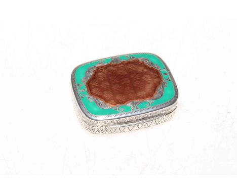 Silver and enamel table snuff box, 7cm by 2cm.