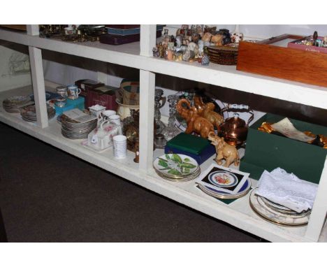 Ringtons 'Tea and More to Your Door' collectors plates, various china, glassware, fretwork clock, etc.