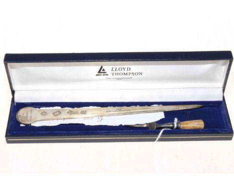 Asprey boxed letter opener and an Asprey pickle fork.