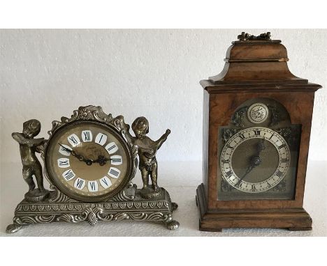Miniature Bracket clock Early 20thC, Swiss made movement by Buren - slight a/f to case together with another decorative clock