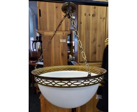 An Art deco ceiling light shade together with one other 
